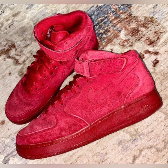 Nike Air Force 1 Mid Red October High Top Sneakers - Picture 1 of 7
